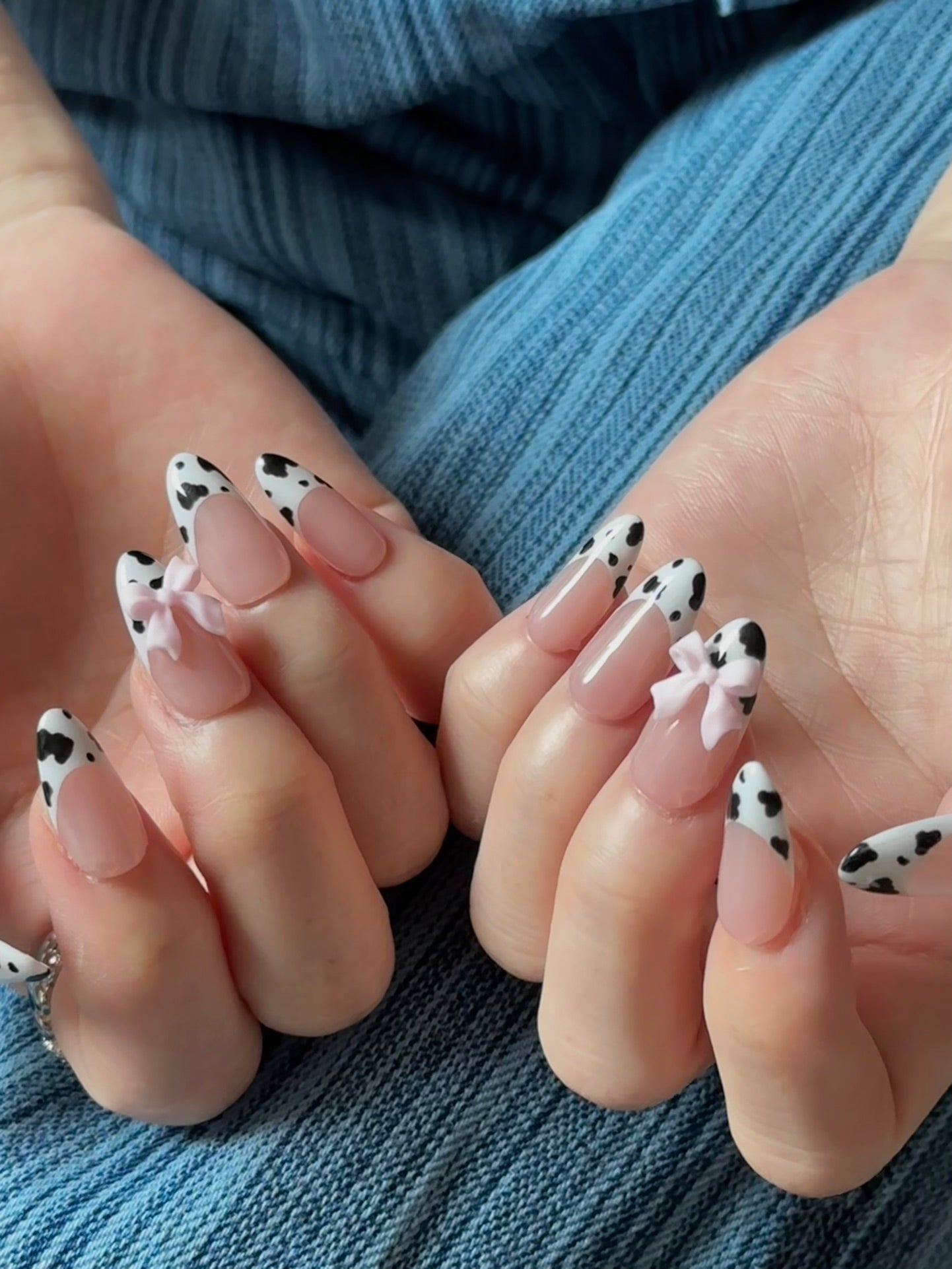 French butterfly cow print handmade press-on Nails