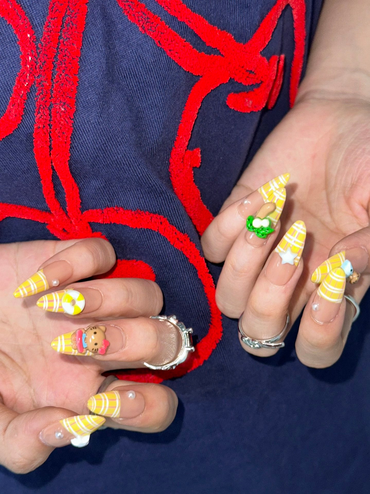 Summer beach kitty handmade press-on nails